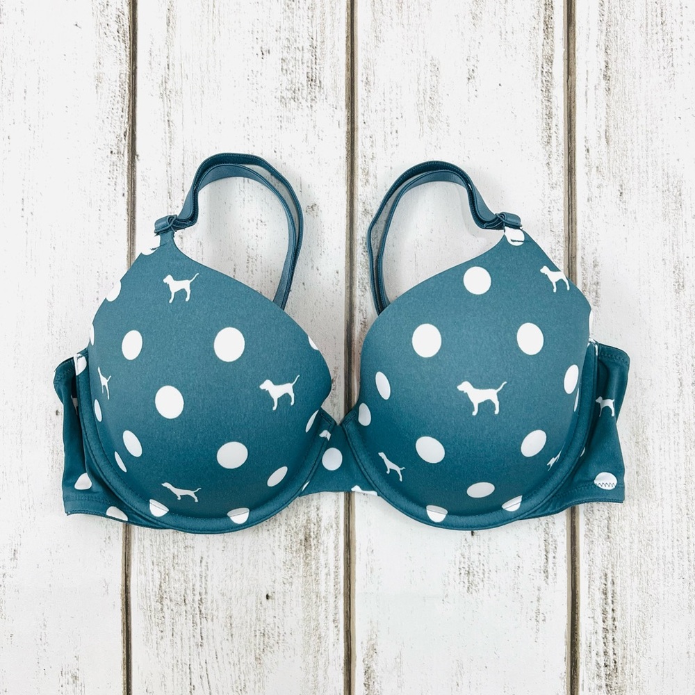 36C VS PINK Wear Everywhere Push Up Bra Polka Dots Dog Pups - Picture 4 of 9